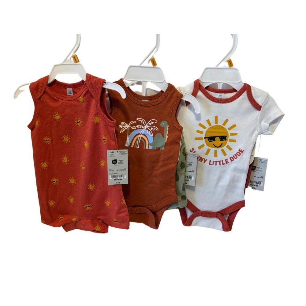 Okie Dokie Baby Boy Summer Romper, Shorts, & Bodysuits Bundle of 3 NWT